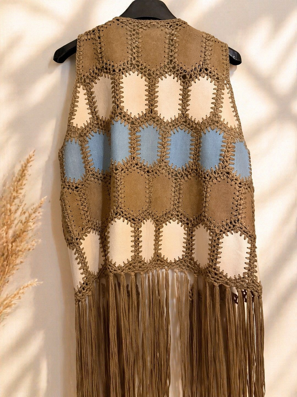 Gilet donna in camoscio e frange