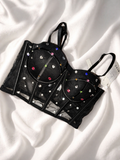 Top nero con brillantini donna