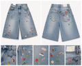 Denim donna corto con patch