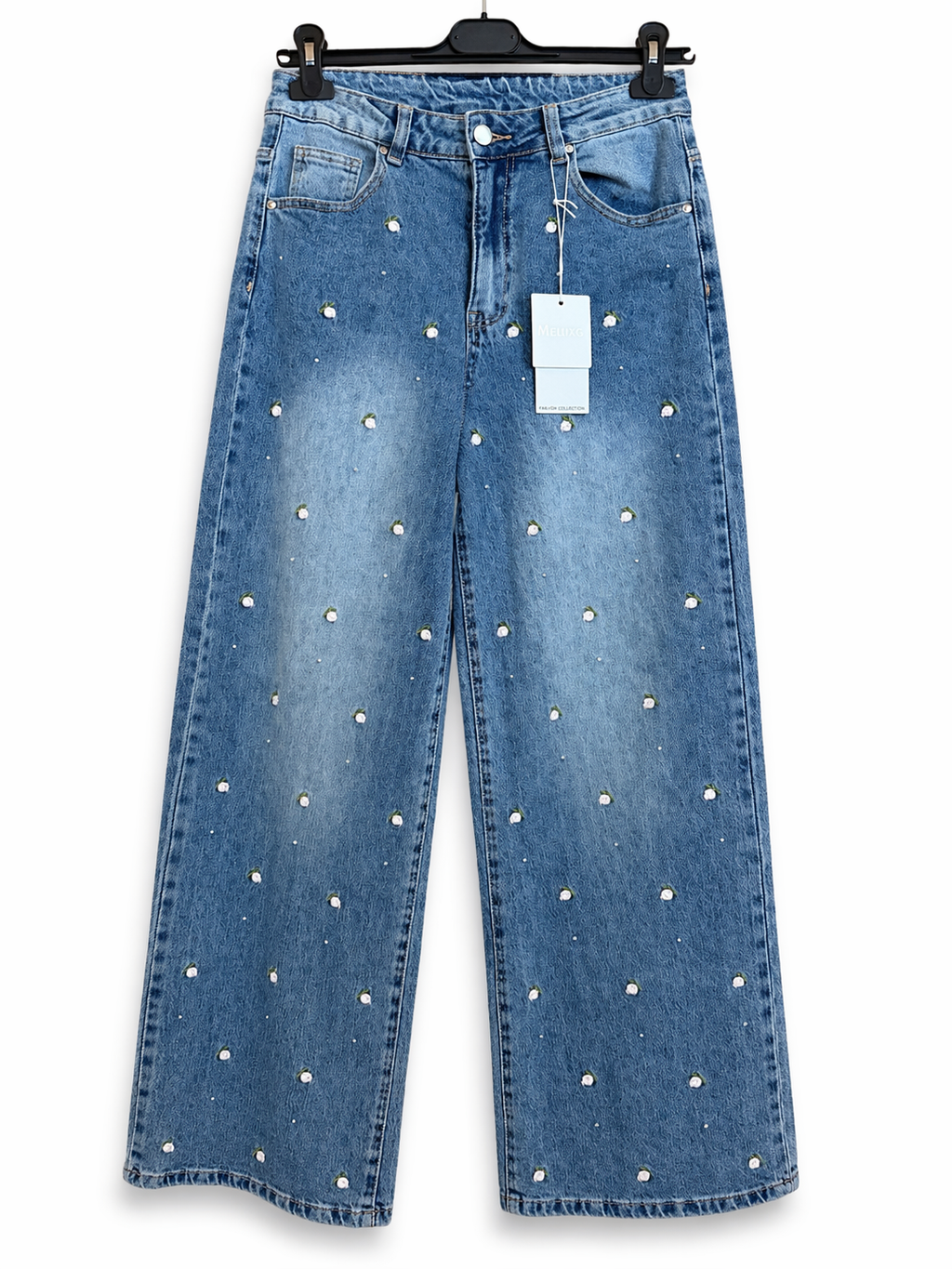 Completo di jeans con margherite donna