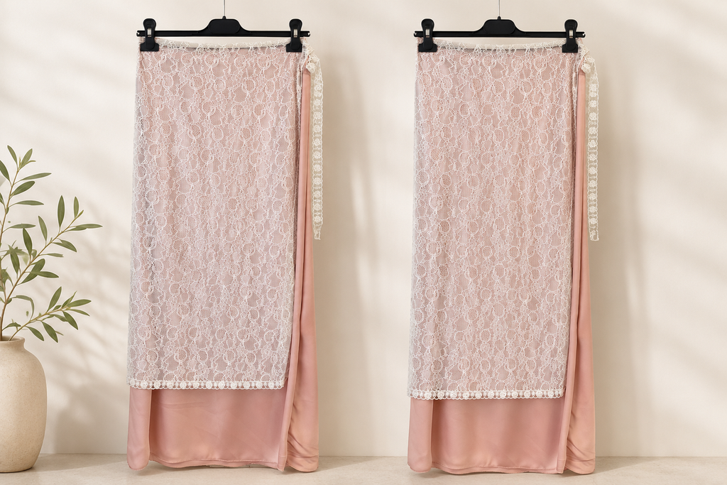 Completo donna in raso rosa cipria