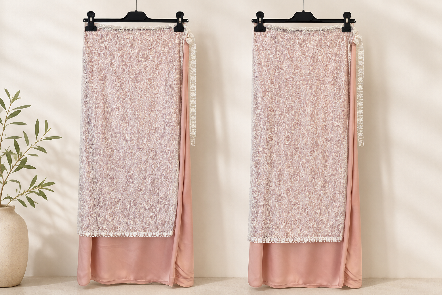 Completo donna in raso rosa cipria