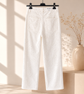 Jeans bianco in pizzo sangallo donna