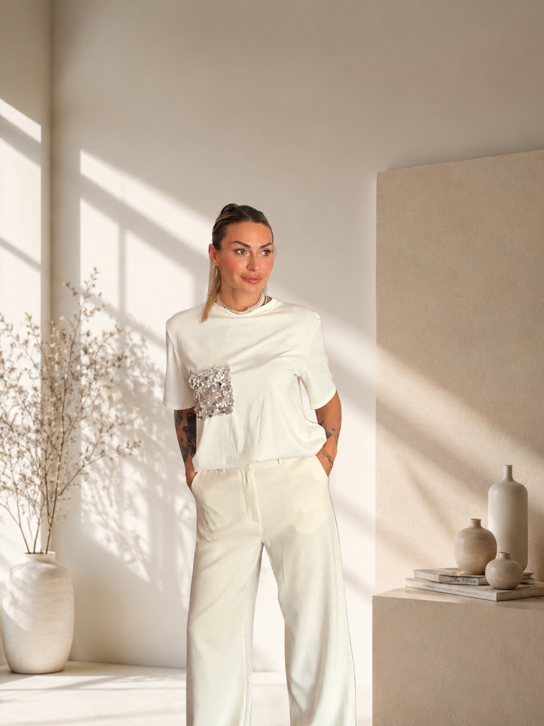 Maglia bianca donna over