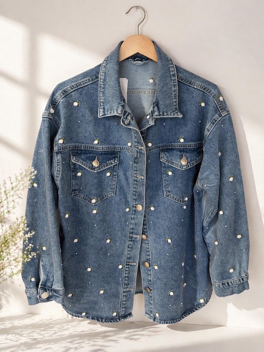 Completo di jeans con margherite donna