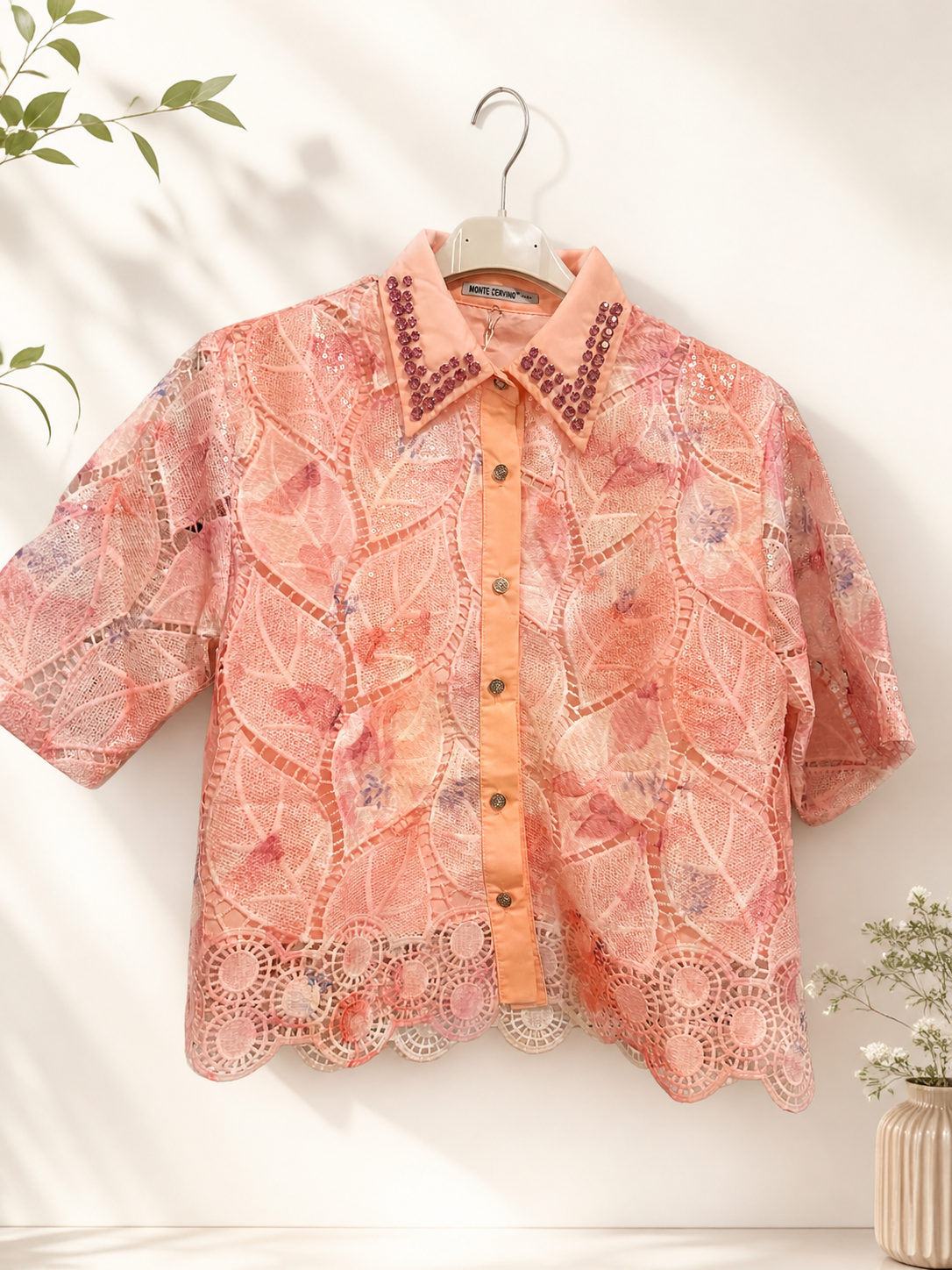 Completo donna in pizzo rosa